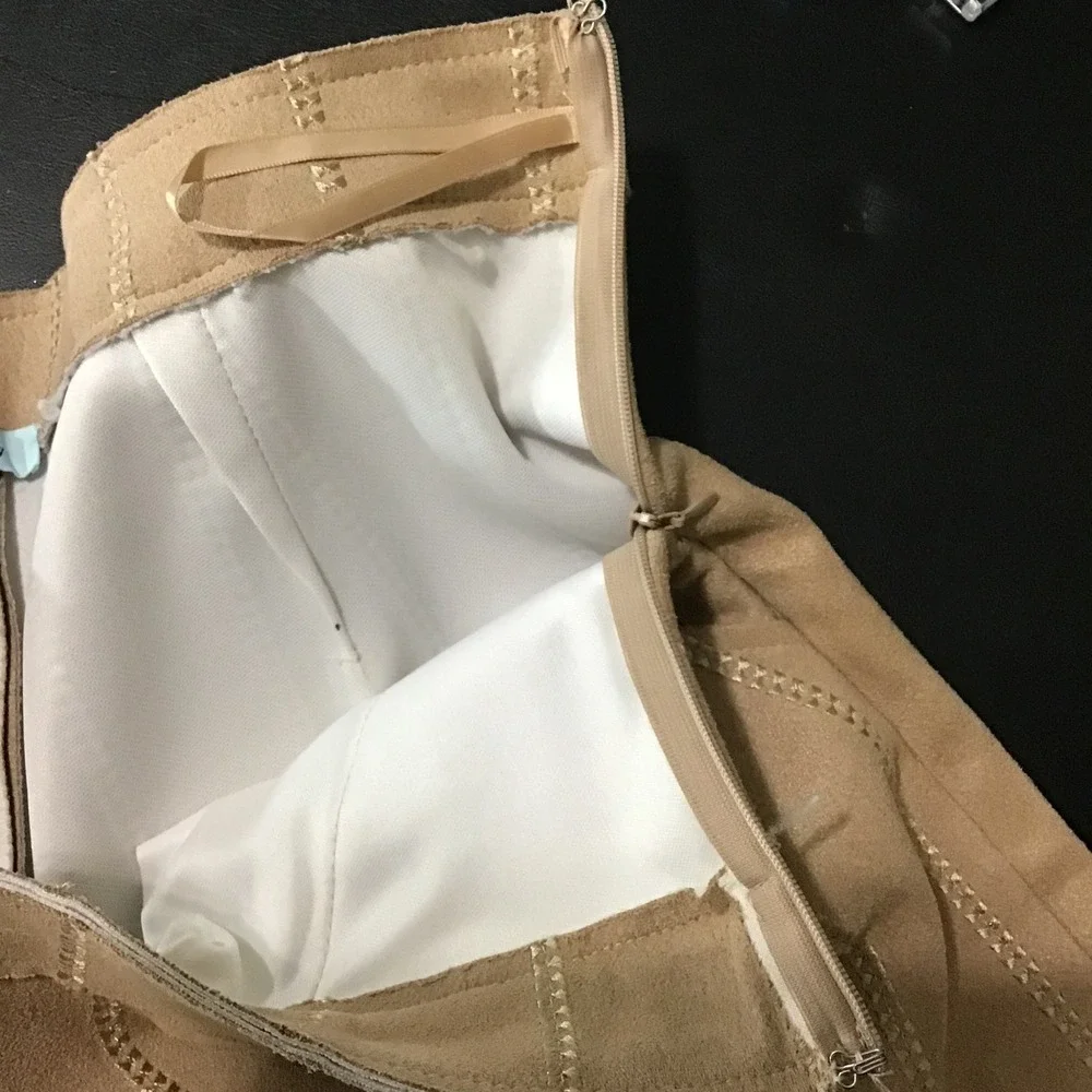 She + Sky Tan Faux‎ Suede High Waisted Shorts L